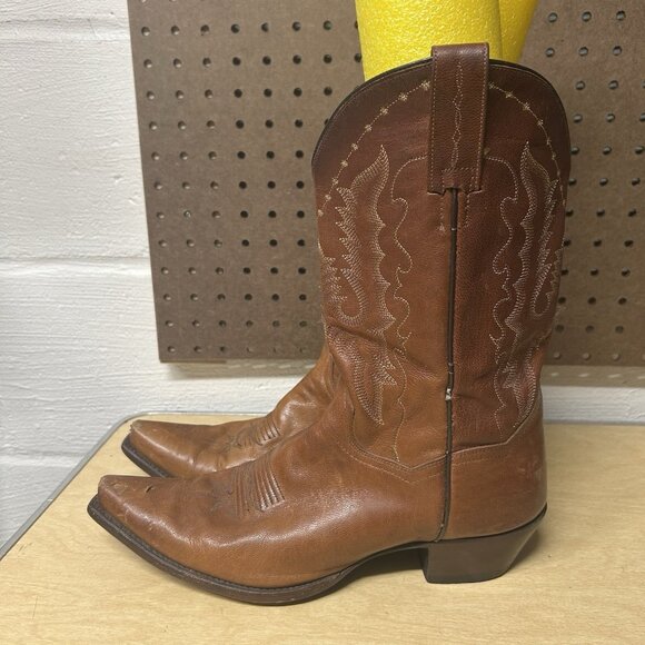 Dan Post Brown Leather Pull On Western Women’s Cowgirl Boots Size 9.5 M 3444 - Picture 1 of 9